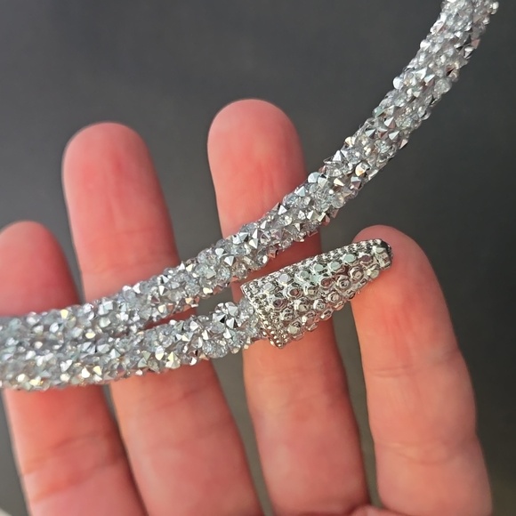 Art Deco Crystal Adjustable Snake Necklace in Silver, NWT - Picture 7 of 10